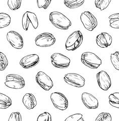 Seamless pattern with pistachio nuts.