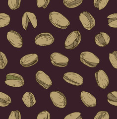 Seamless pattern with pistachio nuts