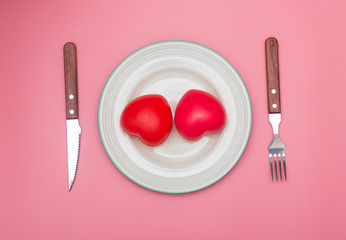 Valentine's day package on a Pink background