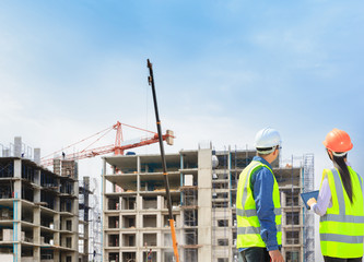 Building site and building design and engineers.