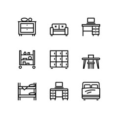 Furniture, decor, interior vector simple icons for web and mobile design pack 2