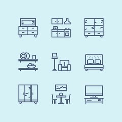 Outline Furniture, decor, interior vector simple icons for web and mobile design pack 4