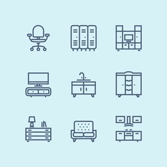Outline Furniture, decor, interior vector simple icons for web and mobile design pack 5