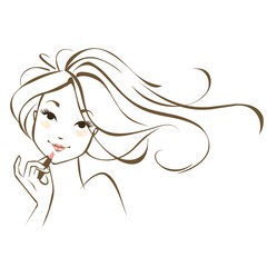 Скетч девушки с локонами