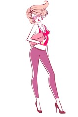 Модная девушка с сумкой