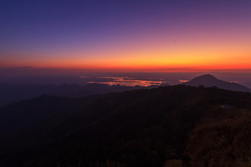 high mountain in sunset time