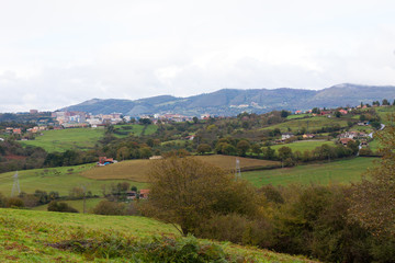 Fototapeta na wymiar Panoramic view of Oviedo from the hill. Asturias, Spain