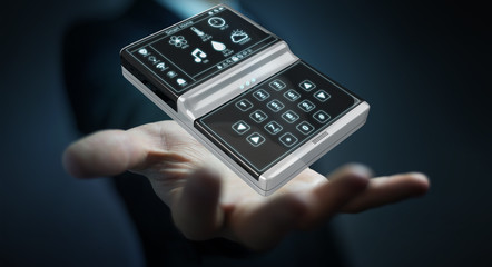 Fototapeta na wymiar Businessman using smart home remote device 3D rendering