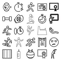 Training icons. set of 25 editable outline training icons
