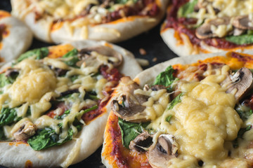 fresh homemade mini pizzas