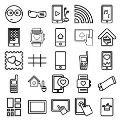 Smart icons. set of 25 editable outline smart icons