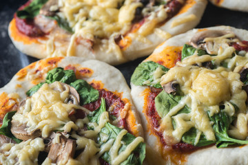 fresh homemade mini pizzas