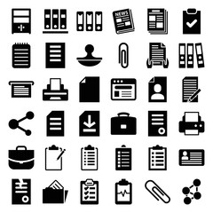 Document icons. set of 36 editable filled document icons