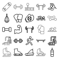 Athletic icons. set of 25 editable outline athletic icons