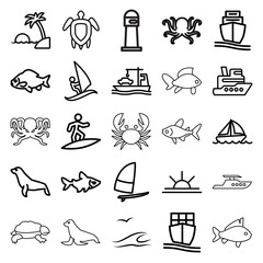 Fototapeta premium Ocean icons. set of 25 editable outline ocean icons