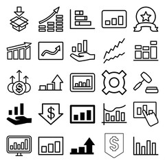 Stock icons. set of 25 editable outline stock icons