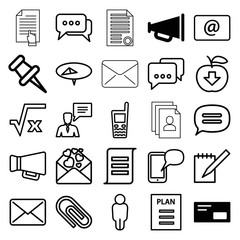 Message icons. set of 25 editable outline message icons