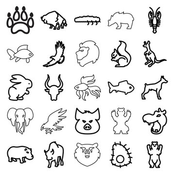 Wildlife icons. set of 25 editable outline wildlife icons