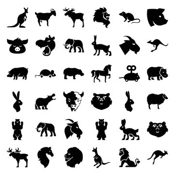 Mammal icons. set of 36 editable filled mammal icons