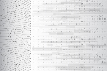 Fototapeta premium Circuit board vector illustration. Binary code digital technology on the grey background.
