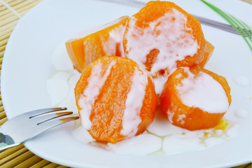 sweet potatoes in syrup and coconut milk