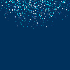 Amazing falling snow. Top semicircle with amazing falling snow on deep blue background. Neat Vector illustration.
