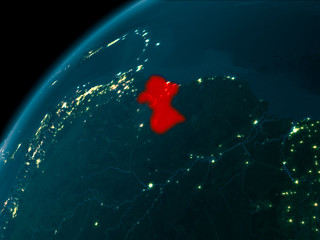 Guyana at night on Earth