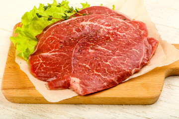 Raw beef schnitzel