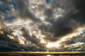 Storm clouds gather over the sea