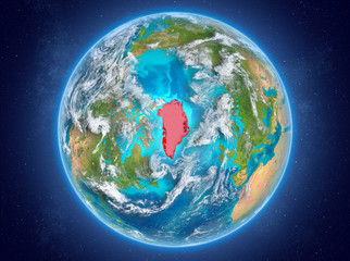 Greenland on planet Earth in space