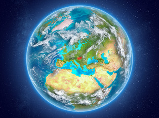 Hungary on planet Earth in space