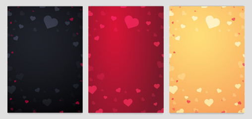 Set of Valentines day sale posters and backgrounds. Wallpaper, flyers, invitation, posters, brochure, voucher, banners. Vector illustration.