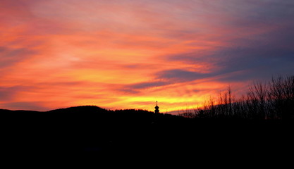 Zachód Słońca - kościelna wieża