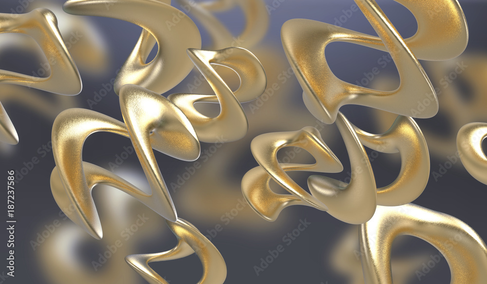 Poster abstract background with amorphous shape. chaotic composition of formless elements. 3d render pictur