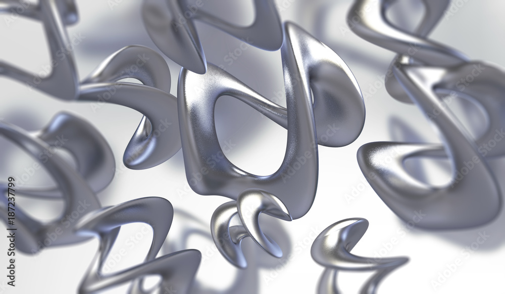 Poster abstract background with amorphous shape. chaotic composition of formless elements. 3d render pictur