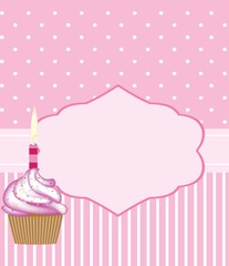 Birthday card template for girls, vector