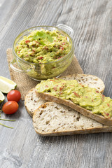 Bowl of guacamole with tortilla chips