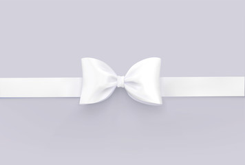 White bow tie isolated on white. Vector 3d realistic illustration.