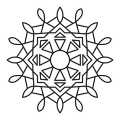 Simple Mandala Shape for Coloring. Vector Mandala. Floral. Flower. Oriental. Book Page. Outline.