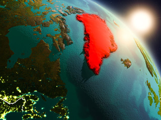 Greenland from space during sunrise © harvepino