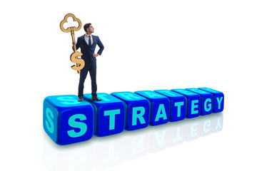 Businessman in strategy business concept with key