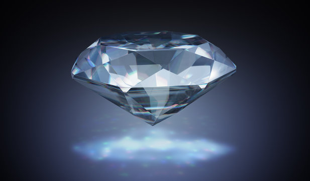 Luxury diamond on black background. 3D rendered illustration.