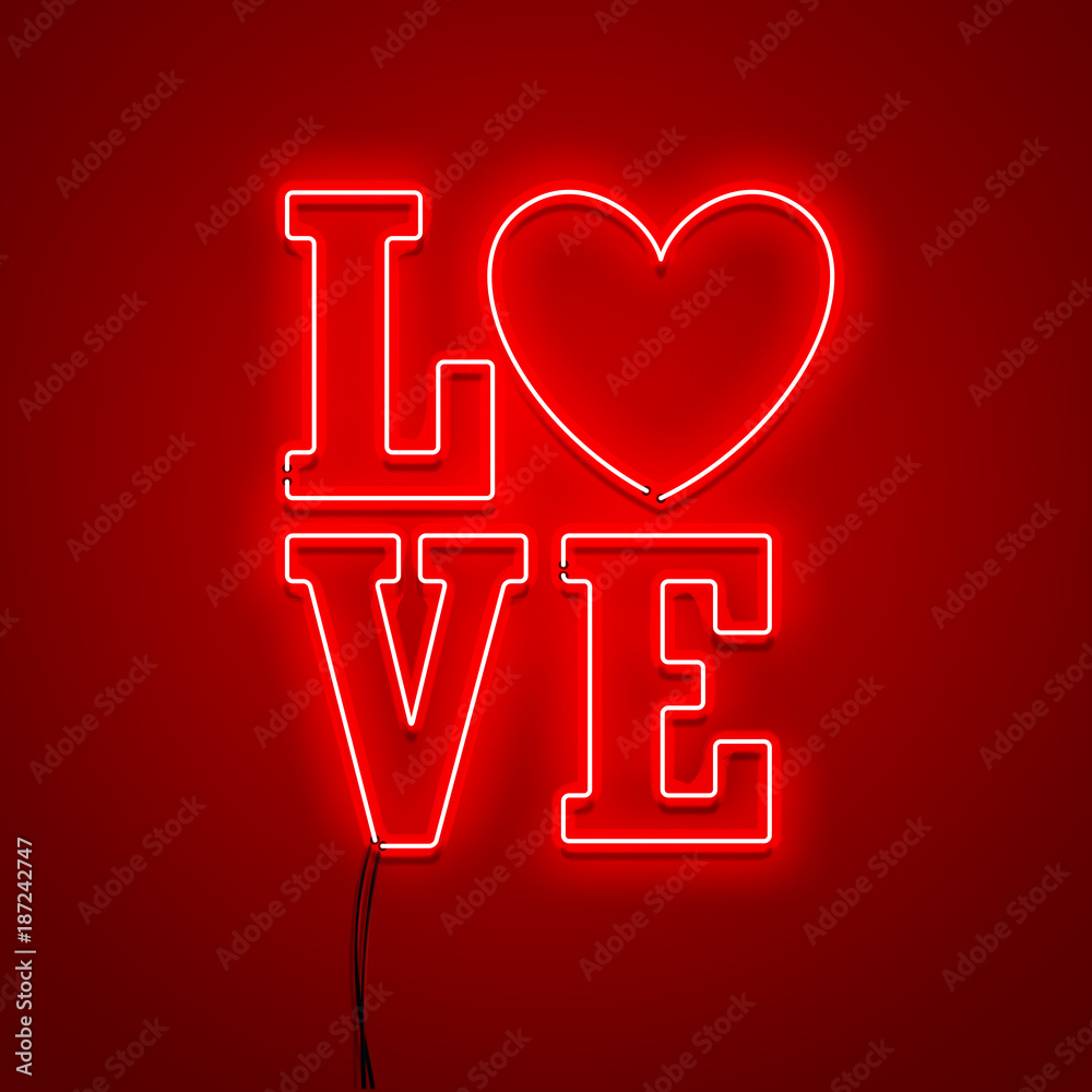 Canvas Prints Valentines Day background. Vector retro neon sign.