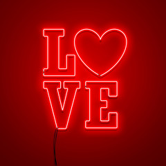Valentines Day background. Vector retro neon sign. - obrazy, fototapety, plakaty