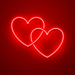 Valentines Day background. Vector retro neon sign.