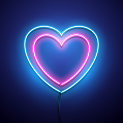 Valentines Day background. Vector retro neon sign.