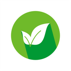 Leaves flat design icon with long shadow. Vector Illustration isolated for graphic and web design.