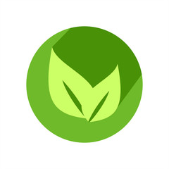 Leaves flat design icon with long shadow. Vector Illustration isolated for graphic and web design.