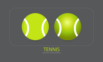 Vector illustration of a tennis ball, icon, realistic, flat. Element for a sports banner, poster, sports, fitness, activity.