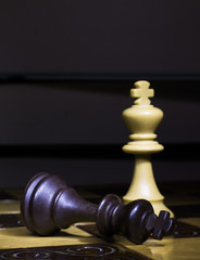 Scacchi fotografati su una scacchiera